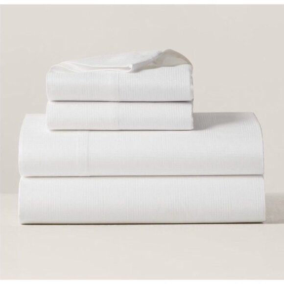 Ralph Lauren Organic Cotton Lovan Jacquard King Flat Sheet Parchment White NWT‎ - Picture 1 of 5
